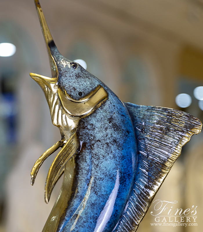 Bronze Statues  - Jumping Marlin Bronze Sculpture - BS-1723